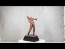 Professional Golfer Swinging Golf Club Bronze Electroplated Decor Statue 15" H