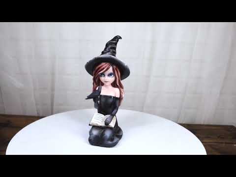 Witch with Spell Book and Raven Figurine | Ebros Gift