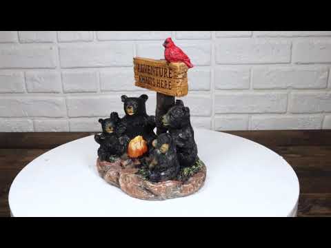 Black Bear Family Camping Sign Figurine | Ebros Gift