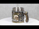 Steampunk Bullets Mohawk Skull War Dog Coffee Mug With Pistol Revolver Handle
