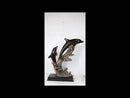 Large 23"H Nautical Marine 2 Bottlenose Dolphins Leaping Over Ocean Waves Statue