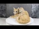 Realistic Curious Feline Orange Tabby Cat Mother with Cute Kitten Figurine 12"L