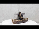 Grim Reaper Charon Skeleton Rowing Boat In River Styx Salt Pepper Shakers Holder