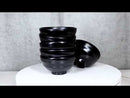 Pack Of 6 Modern Matte Black Melamine Small Round Soup Appetizer Rice Bowls 10oz