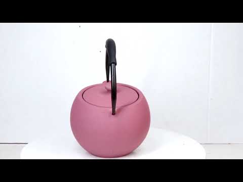 Pastel Pink Minimalistic Tilted Round Cast Iron Teapot 28oz Tea Pot With Handle | Ebros Gift