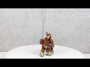 Feng Shui Faux Wood Left Facing Trunk Up Elephant With Golden Tapestry Figurine