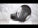 Pack Of 5 Ceramic Charcoal Grey Tone Hakumu Porcelain Round Dinner Plates 8.75"D