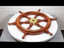 Nautical Marine Vintage Wood Brass Ship Steering Helm Boat Wheel Wall Decor 23"D