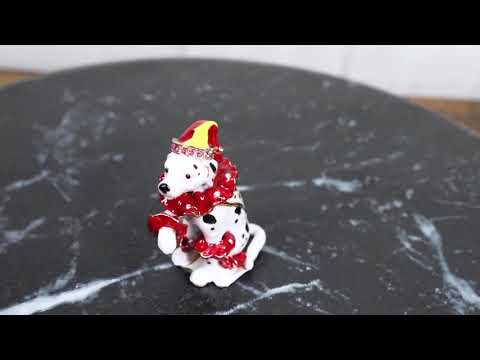 Red Circus Dalmatian Dog Crystal Trinket Box