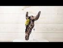 Rustic Buffalo Cow Skull With Yellow Flower And Cross Faux Wooden Wall Decor