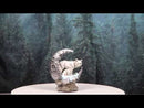 Winter Snow White Wolf With Pup Cub By Snowy Crater Crescent Moon Figurine