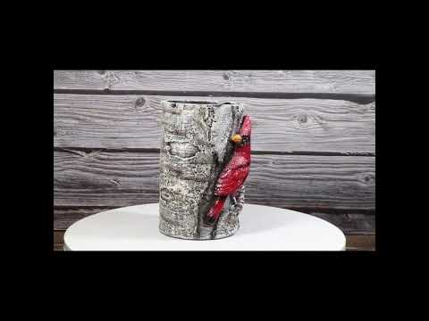 Red Cardinal Birchwood Pillar Candle Holder