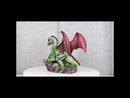 Fantasy Green And Red Volcano Dragon Guarding LED Scaled Egg Decorative Figurine