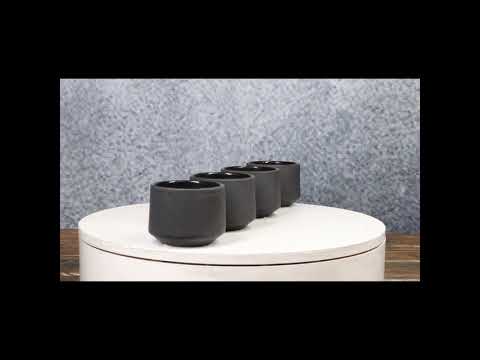 Black Cylindrical Cast Iron Tea Cups Set of 4 | Ebros Gift