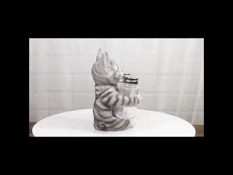 Gray Tabby Cat Salt and Pepper Shaker Holder