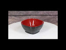 Set Of 6 Red And Black Square Ridged Small Soup Salad Rice Melamine Bowls 4.5"L
