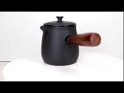 Kyusu Style Side Handle Hobnails Cast Iron Teapot 18oz With Enameled Interior | Ebros Gift