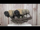 Native American Brown Bison Buffalo Herd On Pasture Wall Sculpture Relief 14"L