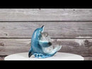 Ocean Marine Blue Dolphin Riding Sea Waves Salt And Pepper Shakers Holder Set