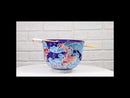 Auspicious Red Koi Fishes In Blue Waters Donburi Ramen Bowl With Chopsticks Set