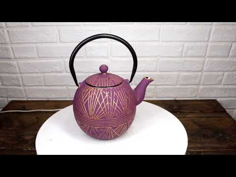 Spherical Purple With Gold Yarn Tetsubin Medium Cast Iron Teapot 28oz Tea Pot