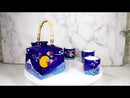 Blue Mount Fuji With Full Moon Ceramic Hexagonal Teapot With 4 Tea Cups Set