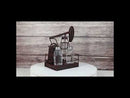 Ebros Vintage Metal Oil Derrick Rig Pump Glass Salt And Pepper Shakers Carrier Holder