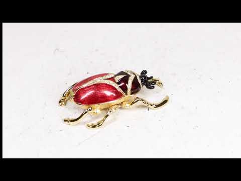 Red Scarab Beetle Crystal Trinket Box