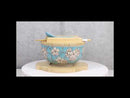 Blue Spring Blossoms Donburi Ramen Bowl With Lid Trivet Spoon Chopsticks Set