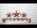 Rustic Western Triple Lone Star Circles Metal Wall Key Hooks Decor Plaque