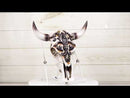 Rustic Western Tooled Fleur De Lis French Lily Emblem Cow Skull Wall Decor