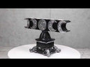 Wicca Triple Moon Pentagram On Scroll Pedestal Base Penta Taper Candles Holder