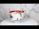 Japanese Crane On Cherry Blossoms Ceramic Donburi Ramen Bowl With Chopsticks Set