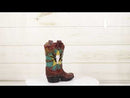 Western Star Texas Longhorn Colorful Faux Tooled Leather Cowboy Boot Money Bank