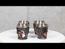 Set Of 4 Love Never Dies Wedding Couple Skulls With Red Roses Shot Glasses