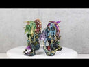 Set Of 4 Metallic Colorful Fantasy Dragons Perching On Rock Towers Figurines