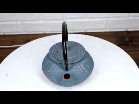 Sky Blue Hobnail Rustic Textured Petite Cast Iron Teapot 10oz Tea Pot