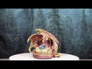 Red Gold Fire Mother Dragon Guarding Eggs And Baby Hatchling With LED Figurine