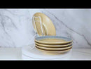 Pack Of 5 Blue River Ao Nagashi Collection Porcelain Round Dinner Plates 8.75" D