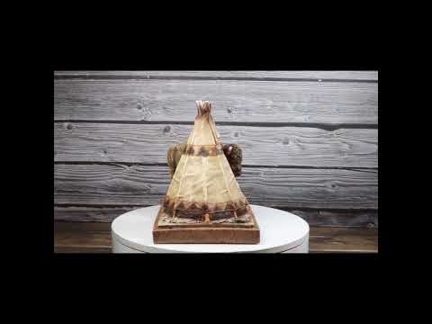 American Buffalo Prairie Scene & Teepee Figurine