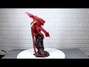Wizard Fantasy Red Volcanic Dragon Perching On Rune Stone Tower Rock Figurine