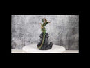 Green And Gold Dragon On Rock Cliff With Pirate Ship in Glass Bottle Figurine