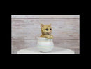 Lifelike Feline Kitty Orange Tabby Cat Blue Eyes In Pastel Artsy Pot Figurine