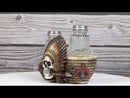 Native American Indian Chieftain Skull With Headdress Salt Pepper Shakers Set