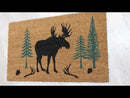 Rustic Western Moose Deer Scenic Pine Forest Coir Fiber Floor Mat Doormat 30X18