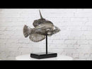 Nautical Marine Silver Tone Lyretail Anthias Fish Sculpture With Pole Stand Base