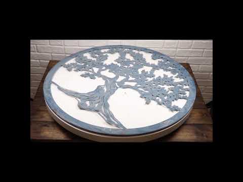 Blue 24"D Oversized Round Celtic Tree of Life Medallion Metal Wall Circle Plaque