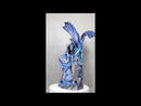 20"H Large Blue Frozen Dragon On Arch With Wyrmling By Ice Stalagmite Statue