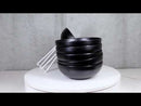 Pack Of 6 Modern Matte Black Melamine Round Appetizer Rice Shallow Bowls 16oz