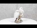 Tundra Forest Snow White Owls Couple Perching On Tree Branch Figurine 4.75"H